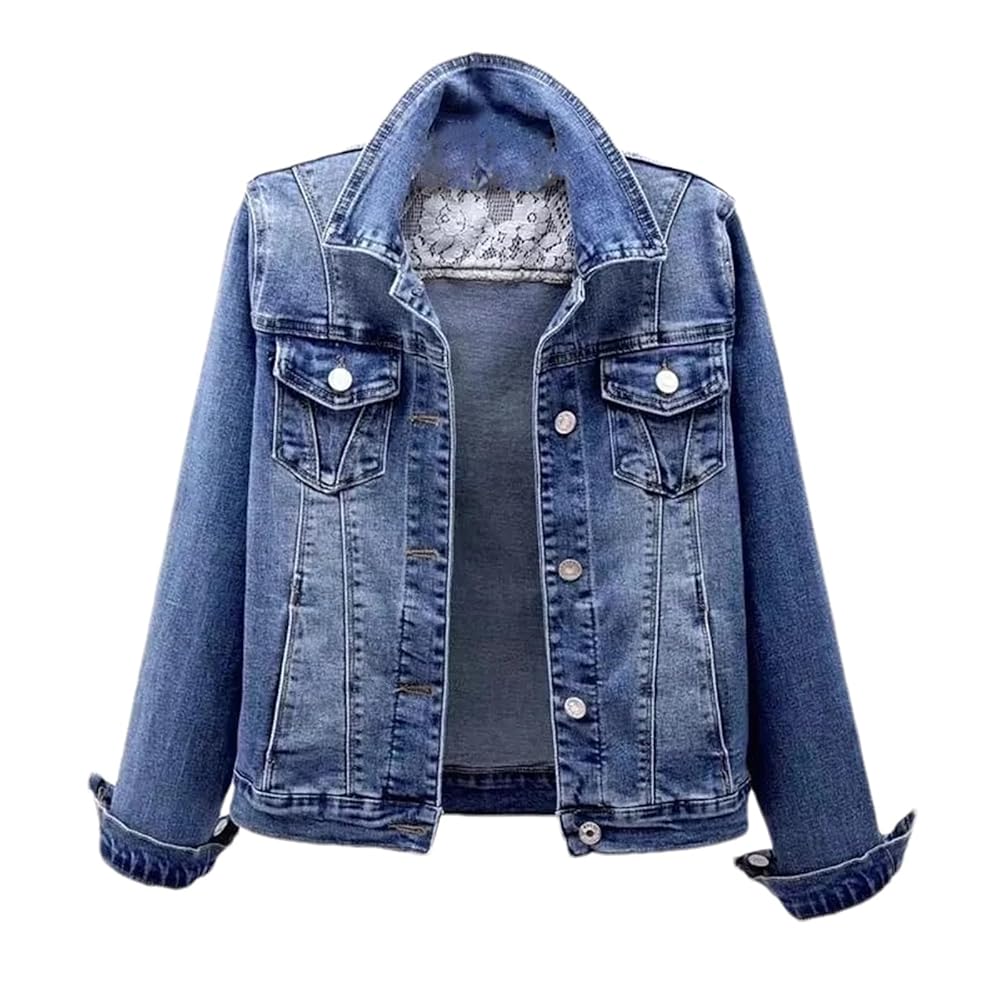 アクレント　セットアップVintage compact denim jacket Vintage Bomber Varsity Denim Jacket Retro Sports Y2K 90's